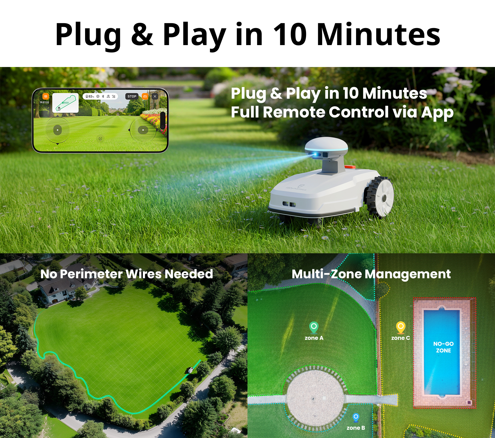 FJD FR4000 Smart Wireless Robotic Lawn Mower for Family